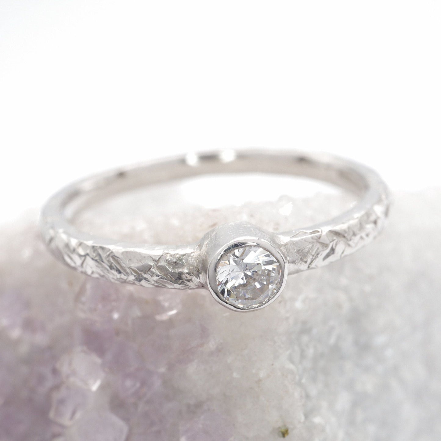 Diamond silver Fire design solitaire ring, 0.15ct