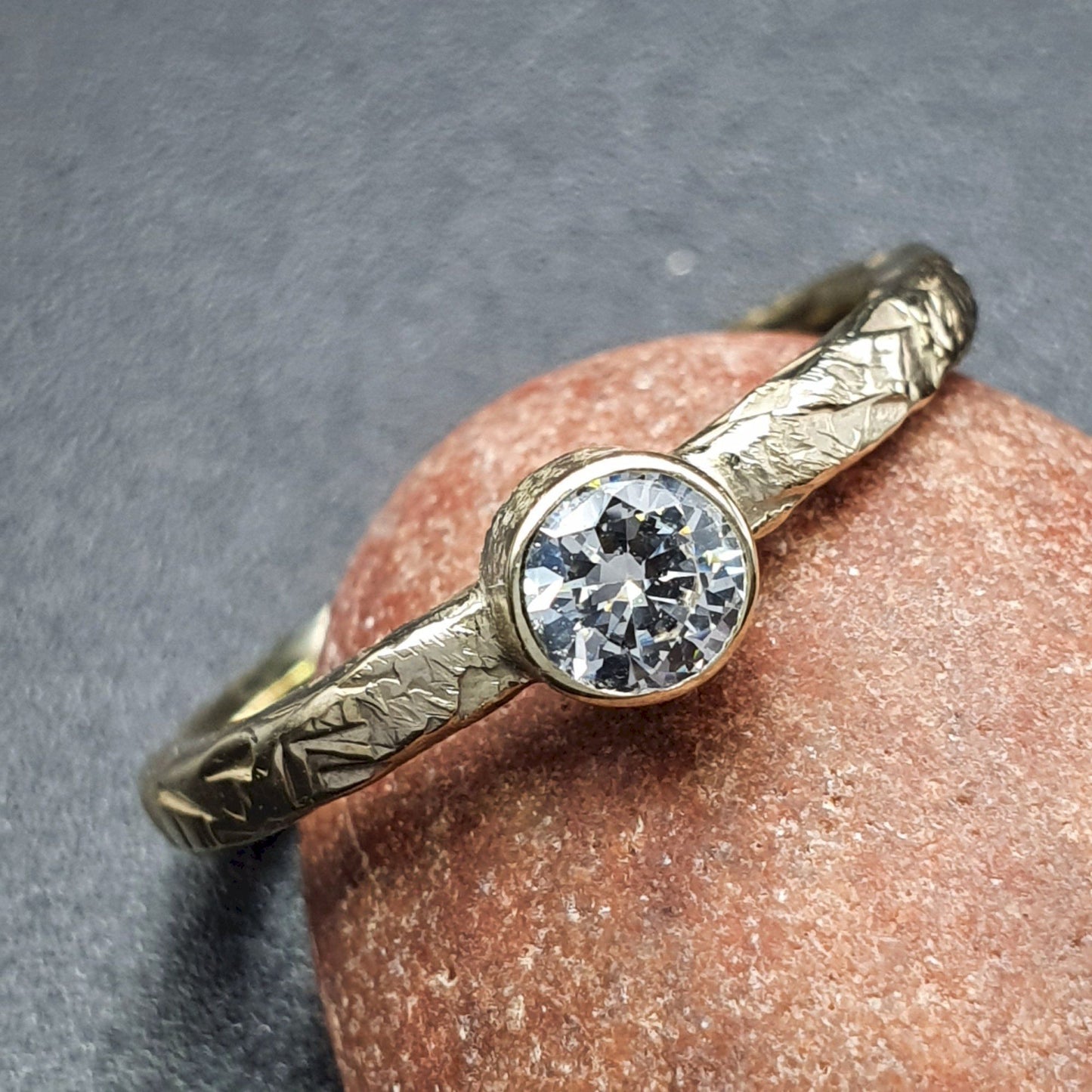 Solitaire diamond engagement ring, yellow gold. Medium Fire design Diamond & Gem Rings Diamond Ring