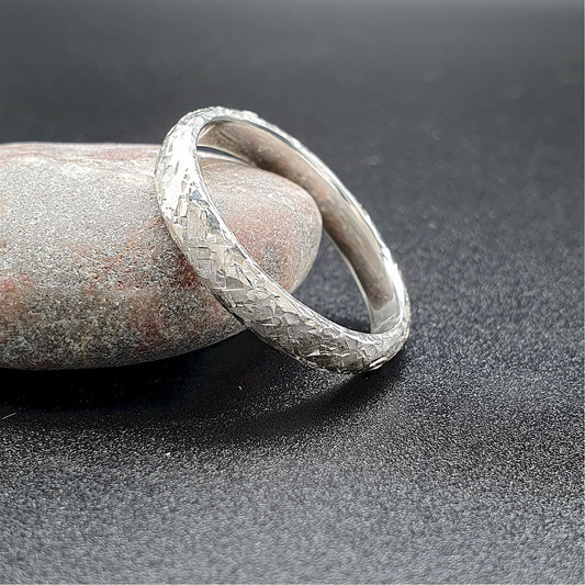 Wedding ring, thin silver Fire hammered design Designer Wedding Rings Wedding Ring
