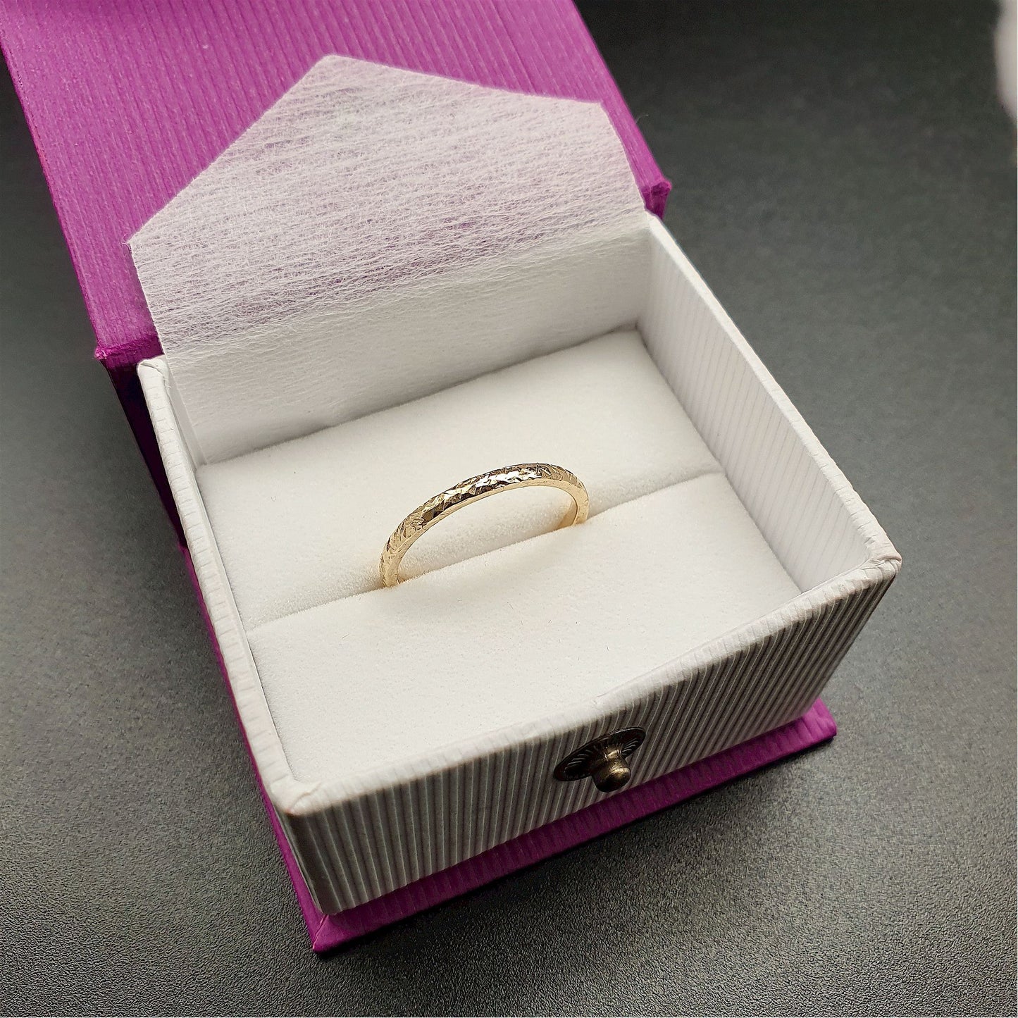 Wedding ring, thin yellow gold Fire hammered design Designer Wedding Rings Wedding Ring