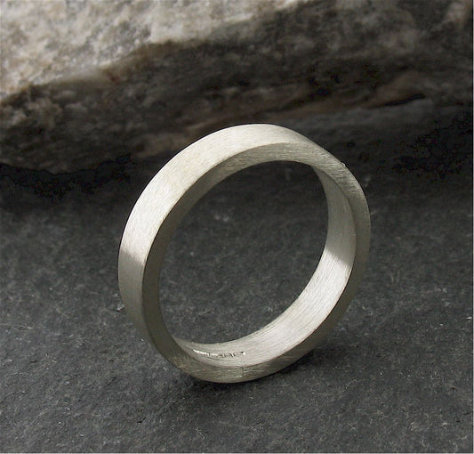 White gold flat thin wedding ring. Classic Wedding Rings Richard Harris Jewellery