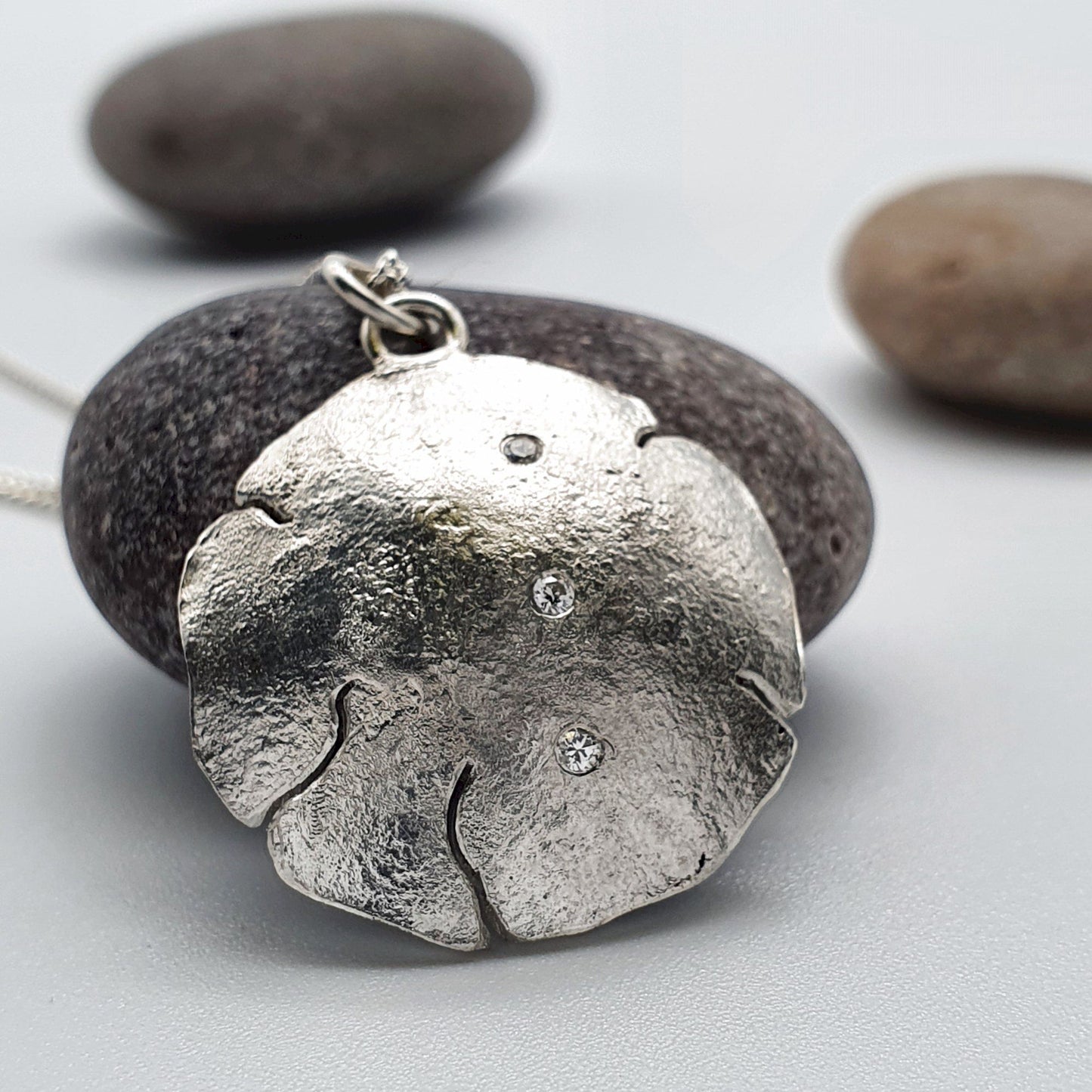 CDiamond silver and gold pendant, Fracture three stone design Pendants Pendant