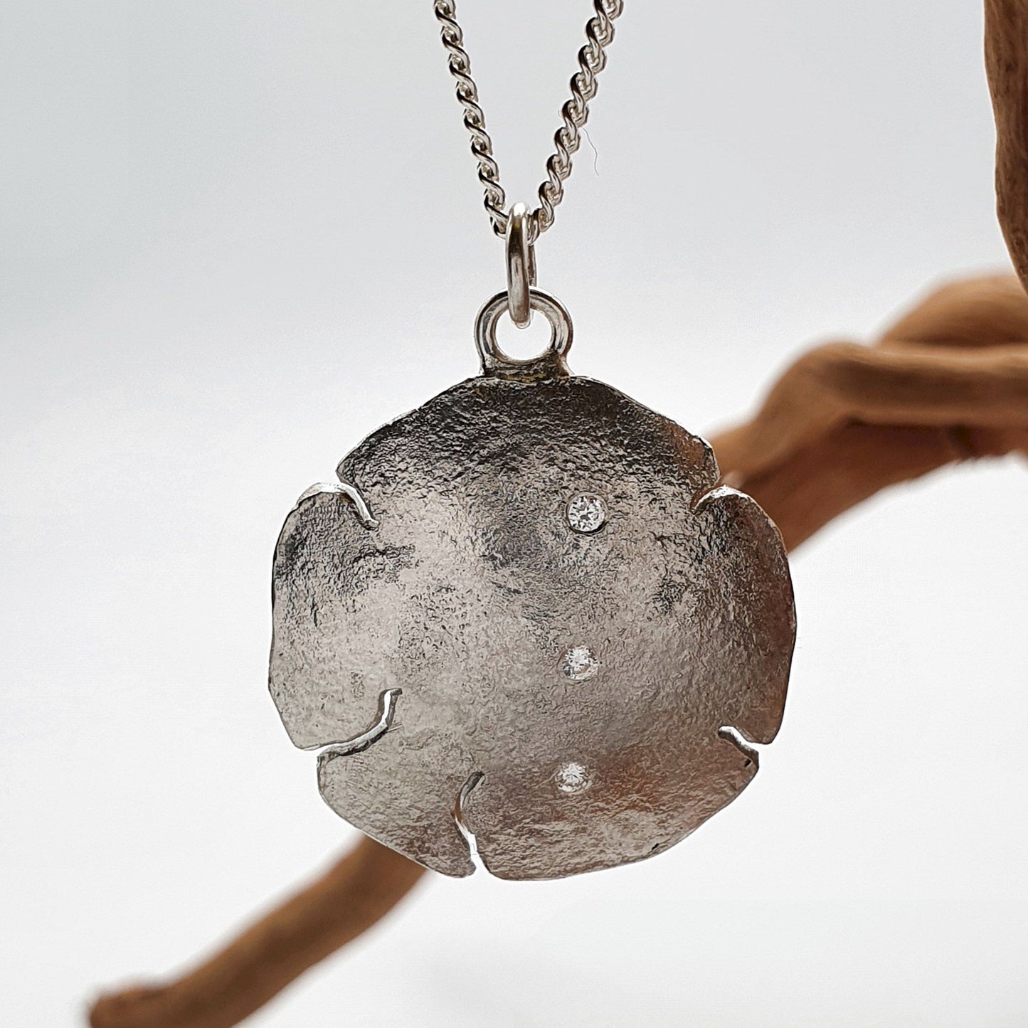 CDiamond silver and gold pendant, Fracture three stone design Pendants Pendant