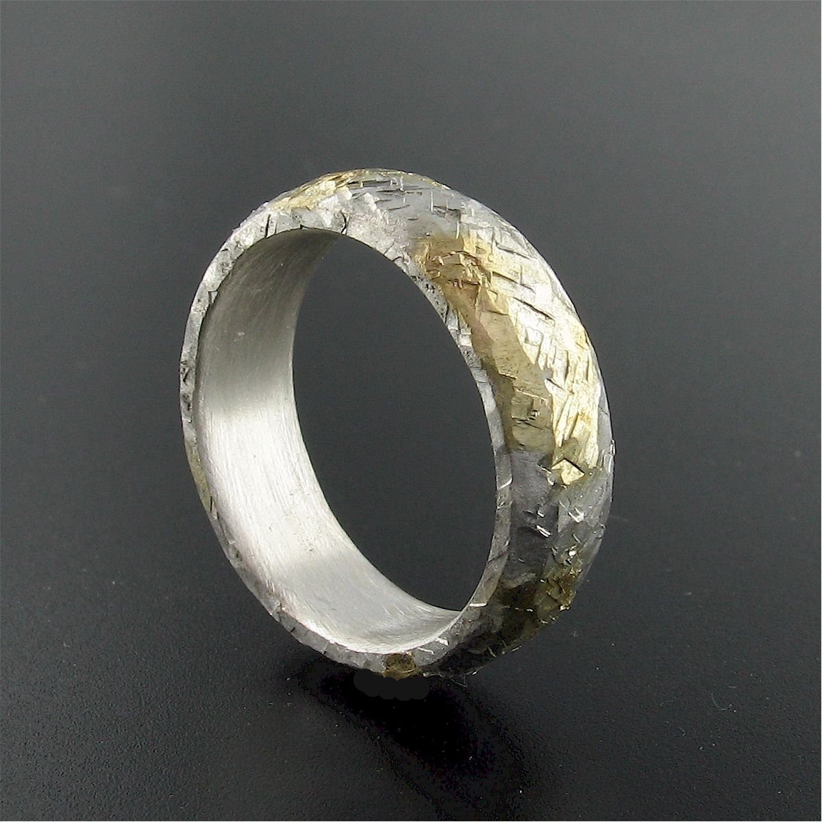 Silver Morning View court wedding ring with rustic hammered surface. Original design 5mm handmade band Designer Wedding Rings CumbrianDesigns