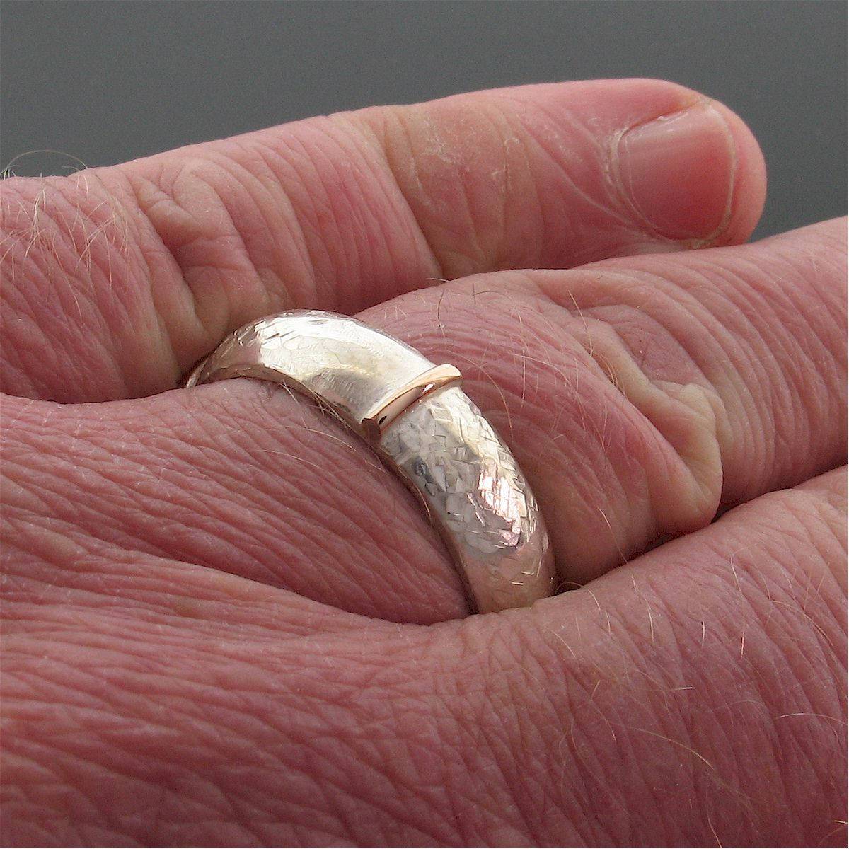 Rustic mans 6mm wedding ring, rose gold, silver Lakeland Mine White design Designer Wedding Rings Wedding Ring