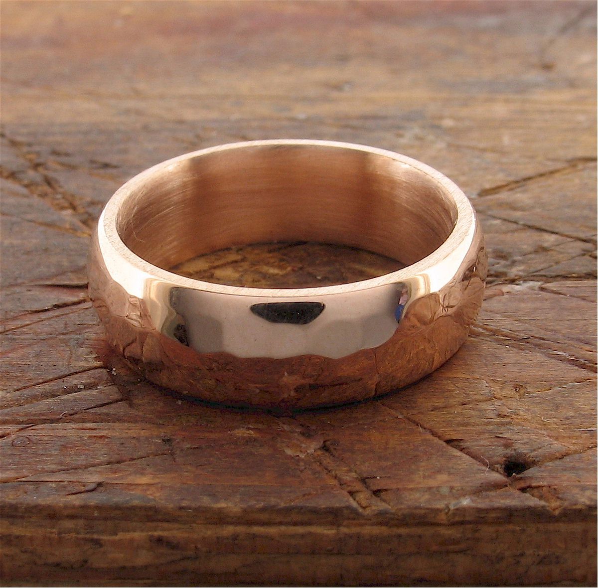 Rose gold broad wedding ring, Pebble design Designer Wedding Rings CumbrianDesigns