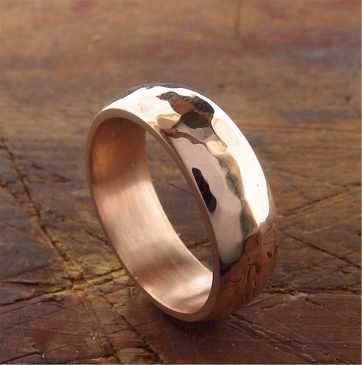 Rose gold broad wedding ring, Pebble design Designer Wedding Rings CumbrianDesigns