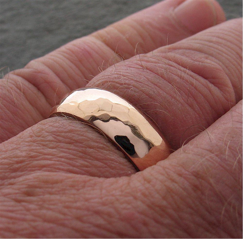 Rose gold broad wedding ring, Pebble design - Cumbrian Designs