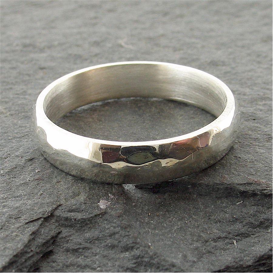 White gold thin wedding ring, Pebble design - Cumbrian Designs