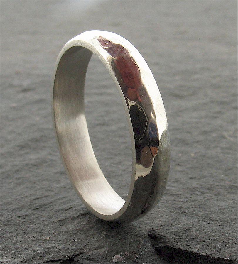 Silver thin wedding ring, Pebble design - Cumbrian Designs