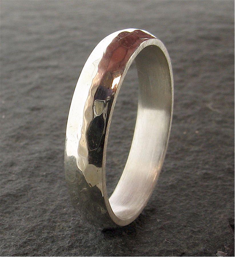 Silver thin wedding ring, Pebble design - Cumbrian Designs