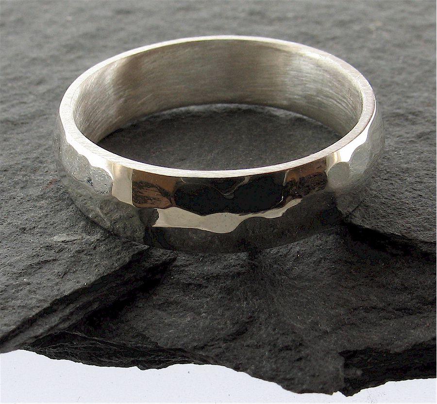 Silver broad wedding ring, Pebble design - Cumbrian Designs