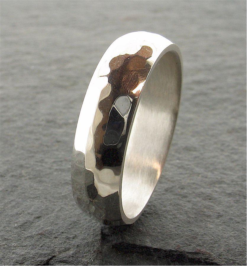 White gold broad wedding ring, Pebble design - Cumbrian Designs