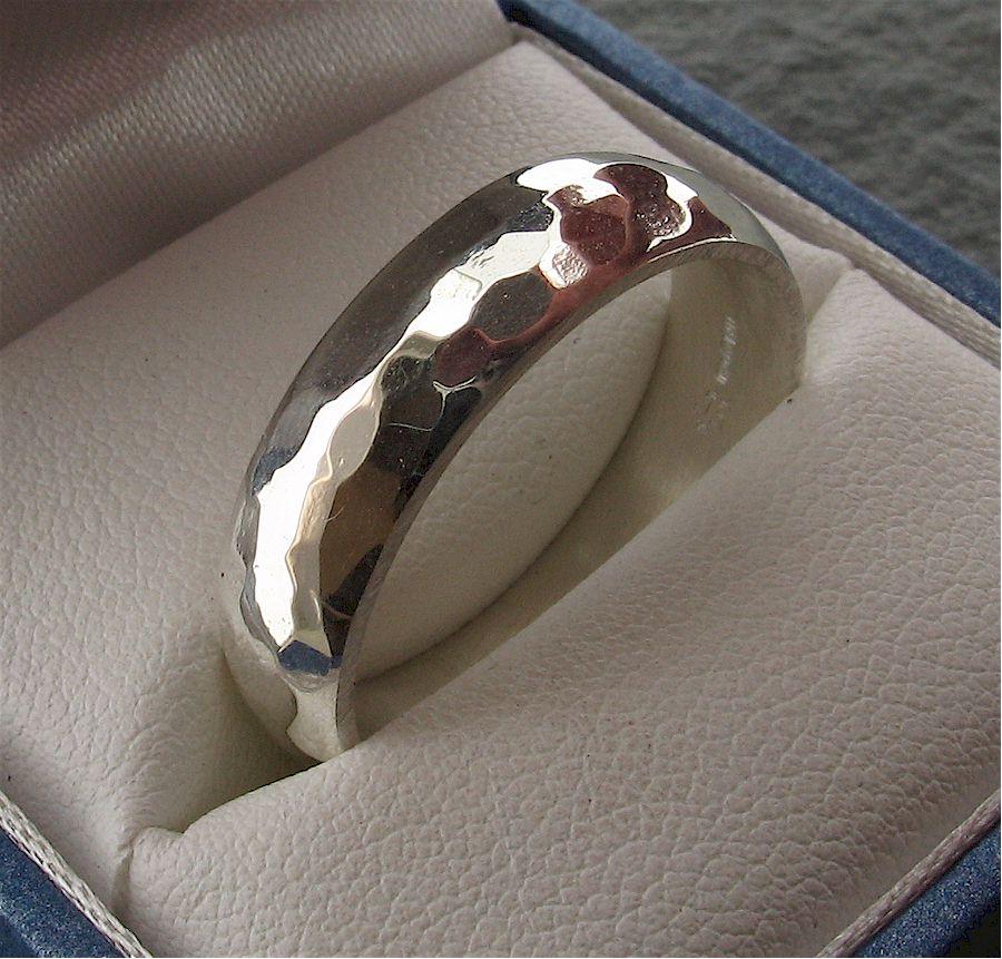 Silver broad wedding ring, Pebble design - Cumbrian Designs