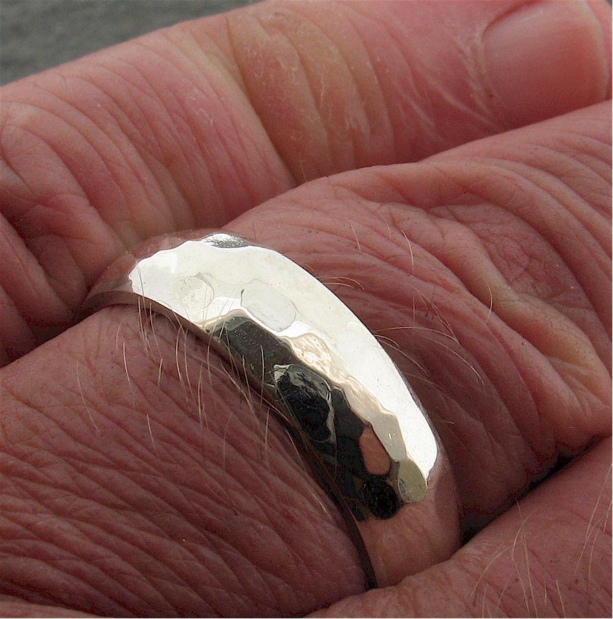 White gold broad wedding ring, Pebble design Designer Wedding Rings CumbrianDesigns
