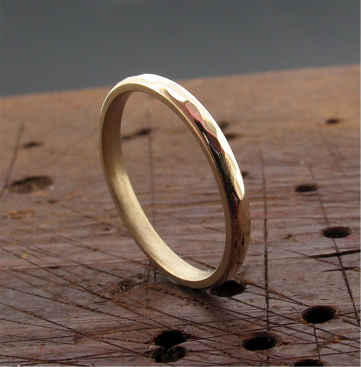 Gold thin wedding ring, Pebble design - Cumbrian Designs