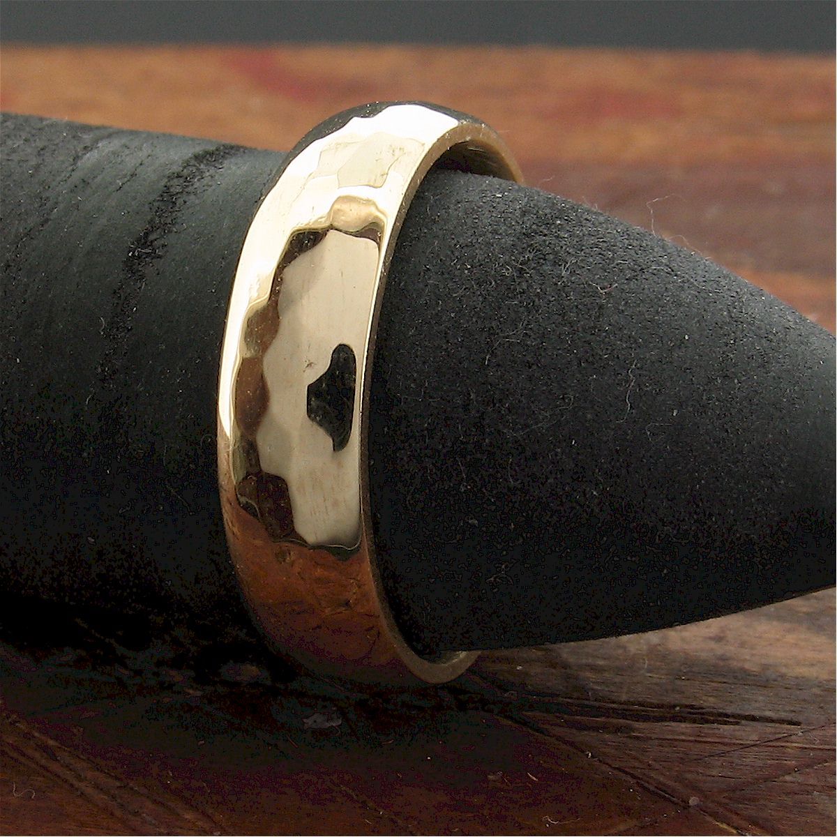 Gold broad wedding ring, Pebble design Designer Wedding Rings CumbrianDesigns