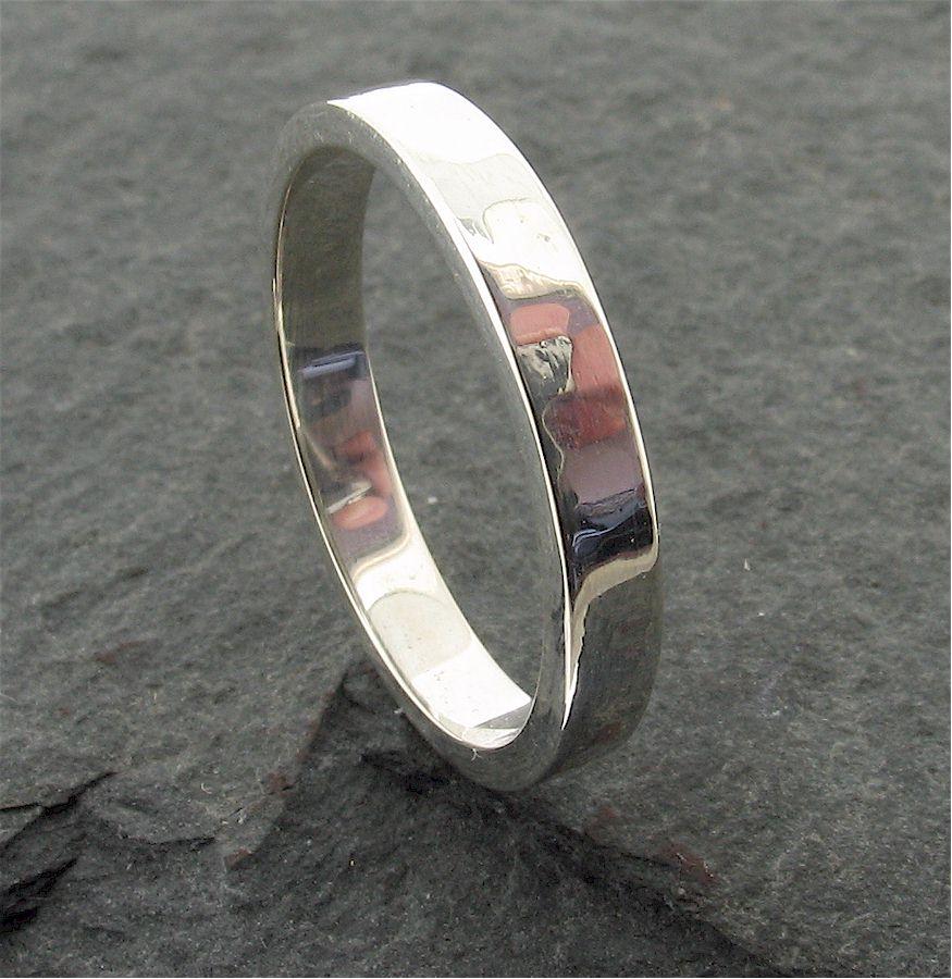 White gold thin wedding ring, Water Ripples design - Cumbrian Designs