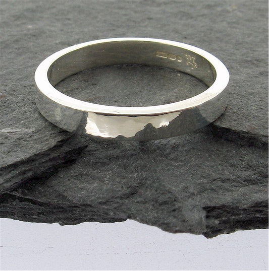White gold thin wedding ring, Water Ripples design Designer Wedding Rings CumbrianDesigns