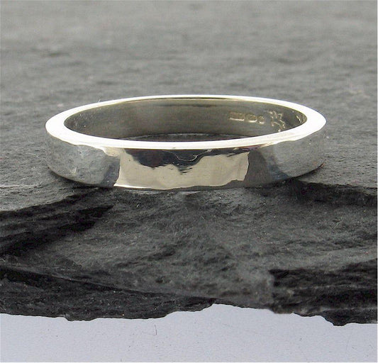White gold thin wedding ring, Water Ripples design - Cumbrian Designs