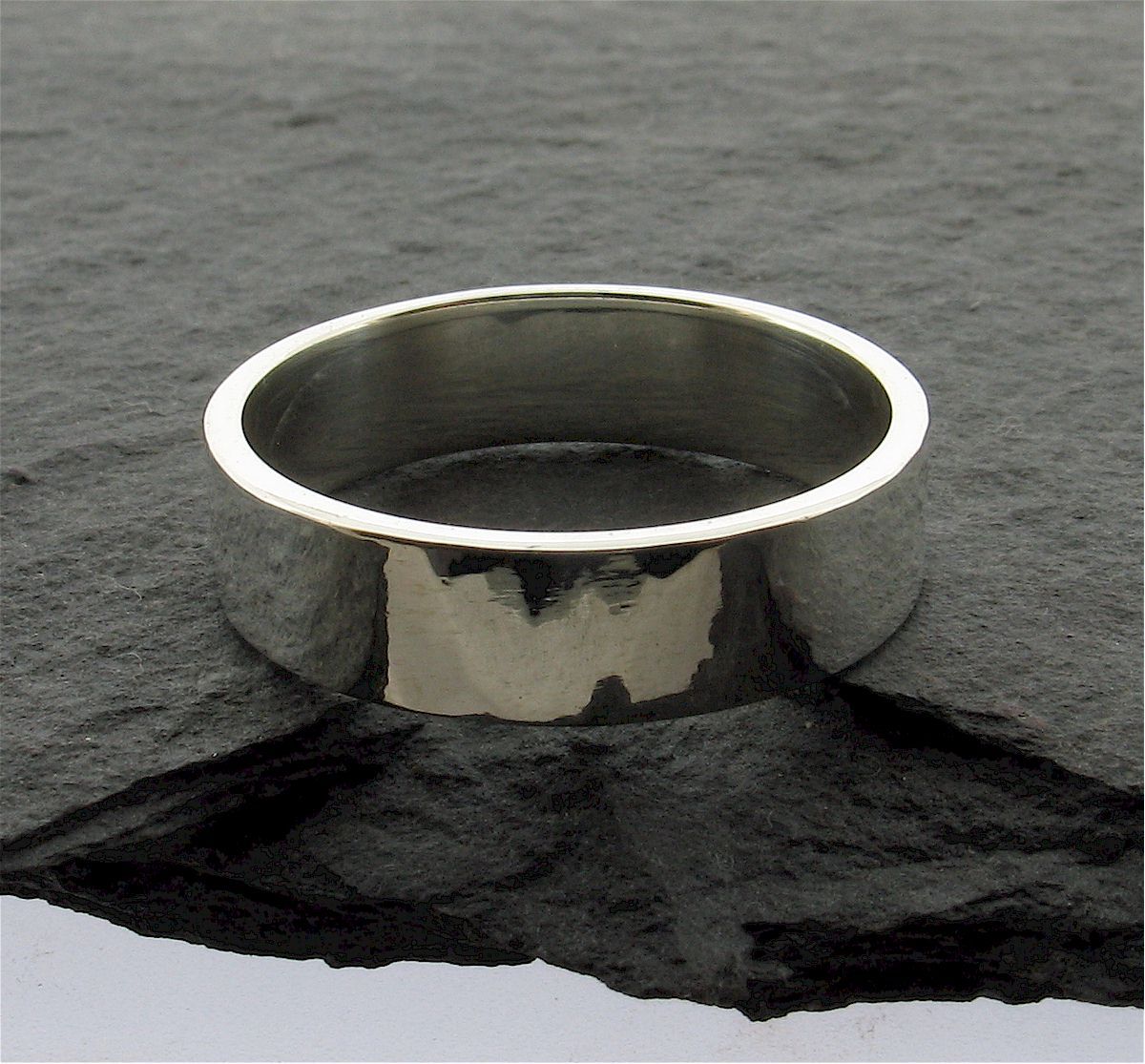 Silver broad wedding ring, Water Ripples design - Cumbrian Designs