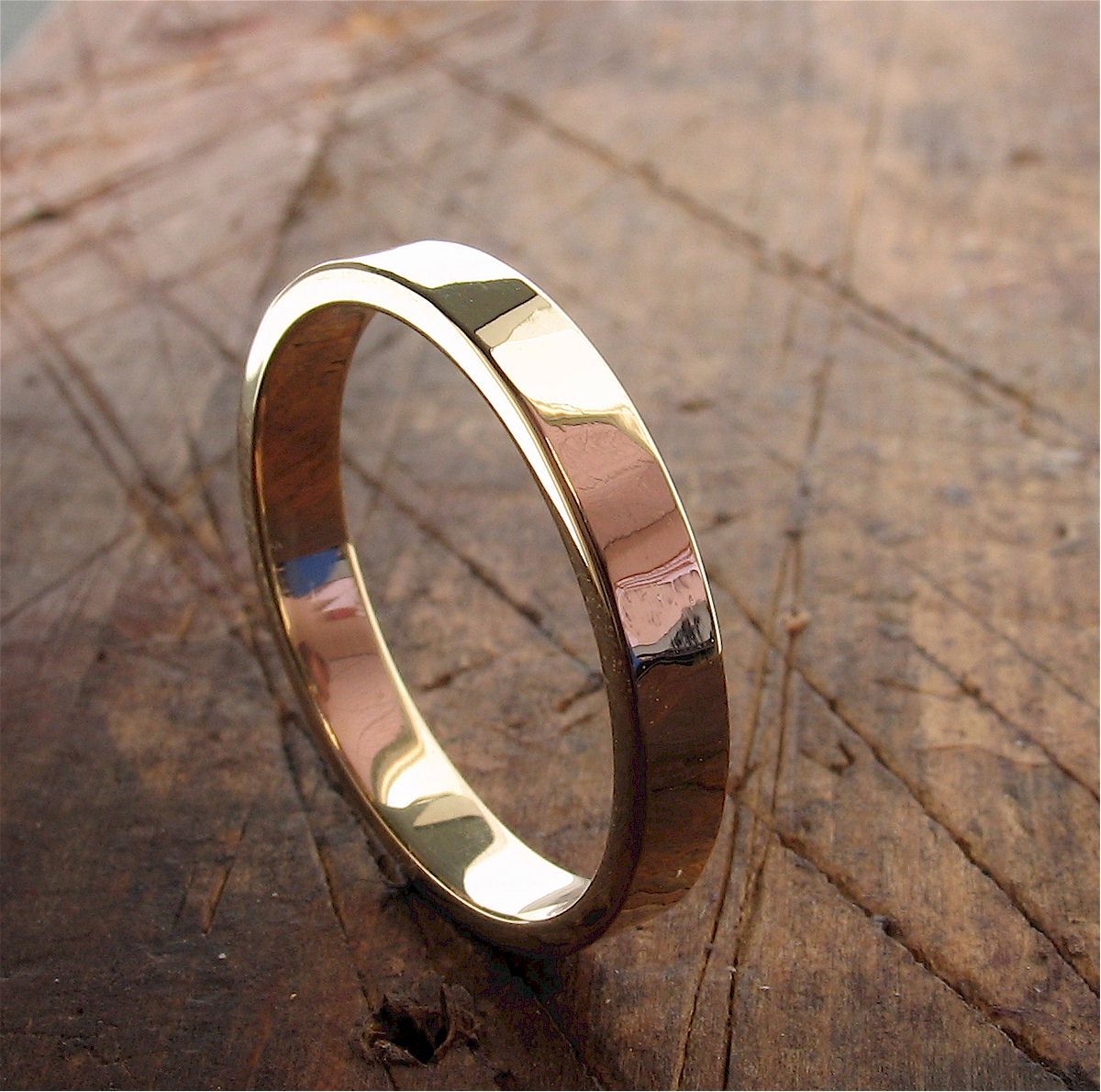 Gold thin wedding ring, Water Ripples design Designer Wedding Rings CumbrianDesigns