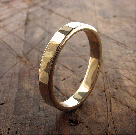 Gold thin wedding ring, Water Ripples design - Cumbrian Designs