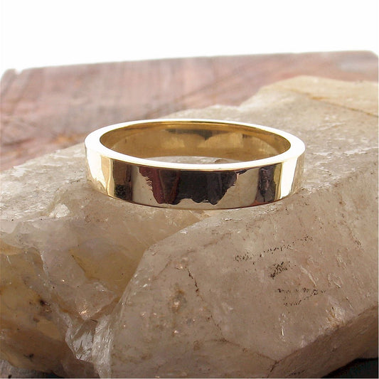 Gold broad wedding ring, Water Ripples design Designer Wedding Rings CumbrianDesigns