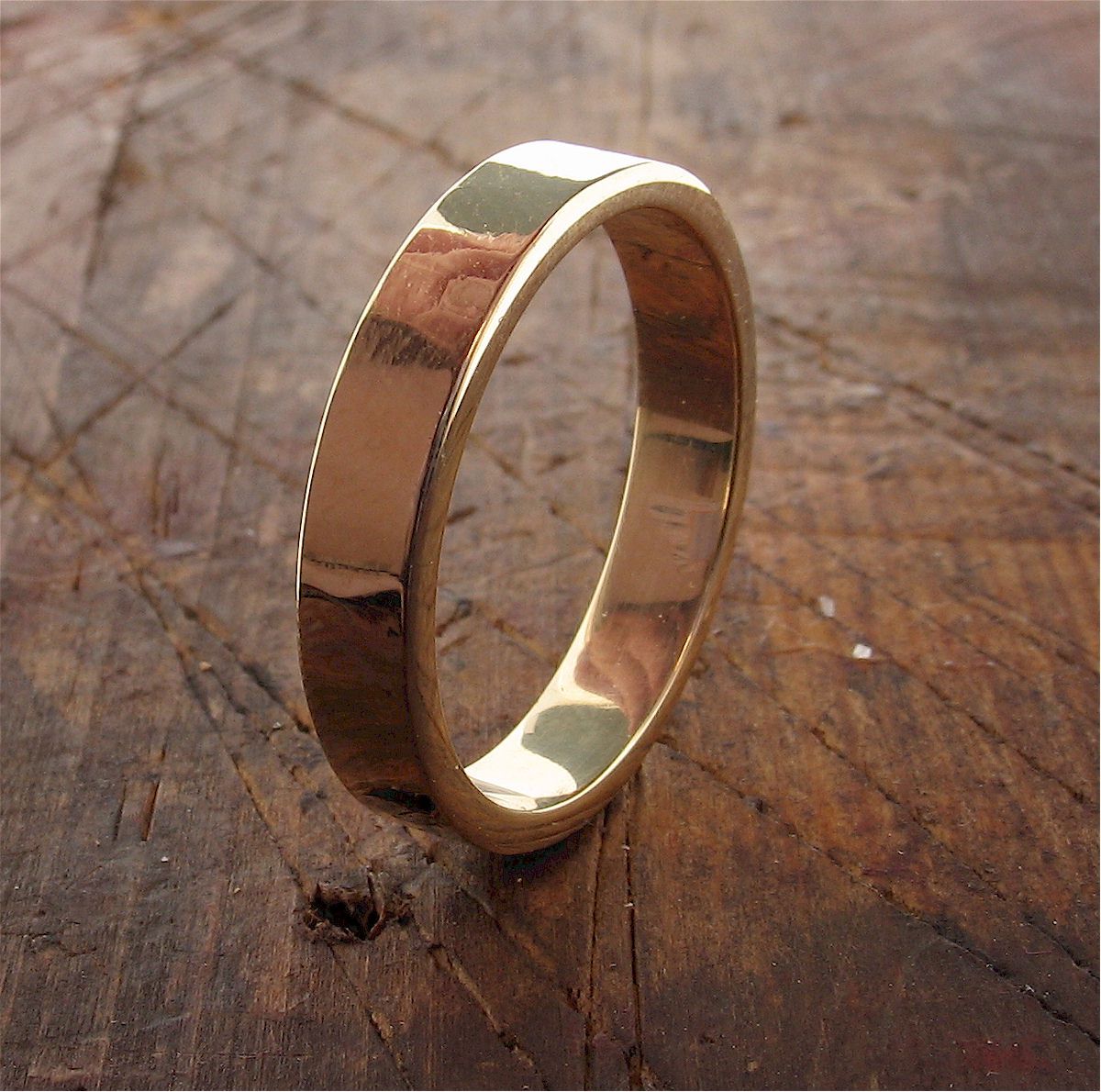 Gold broad wedding ring, Water Ripples design Designer Wedding Rings CumbrianDesigns 