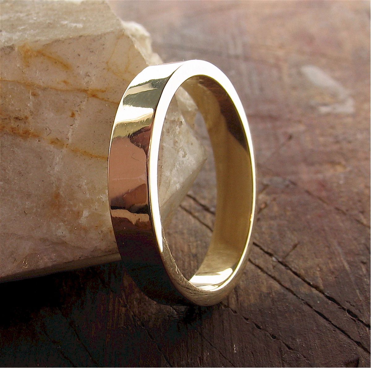Gold broad wedding ring, Water Ripples design Designer Wedding Rings CumbrianDesigns