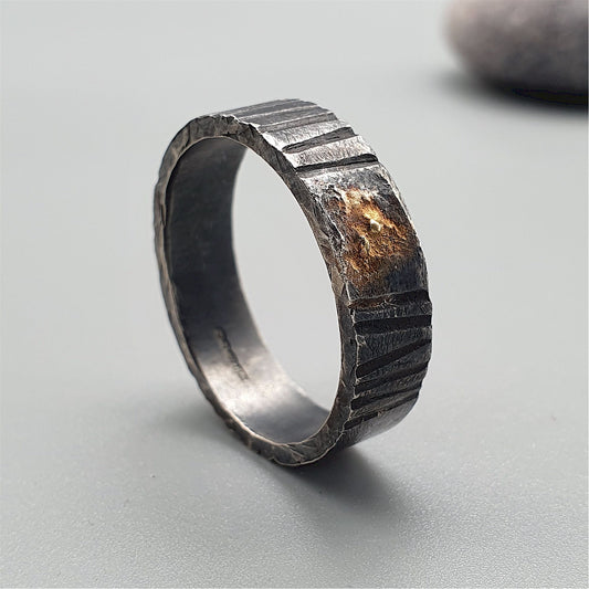 Wedding ring, Sunset rustic design. Mens Designer Rings Wedding Ring