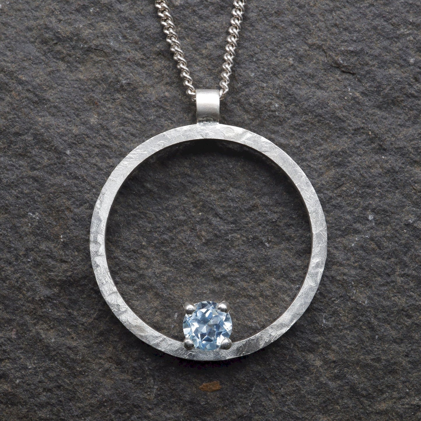 Circle handmade blue topaz Pendant - Fells and Lakes range