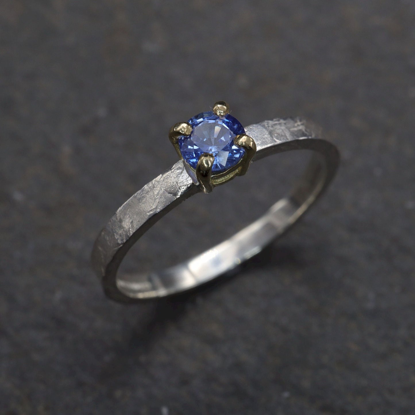 Sapphire solitaire gold ring, Windermere design