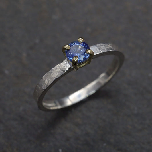 Sapphire solitaire gold ring, Windermere design