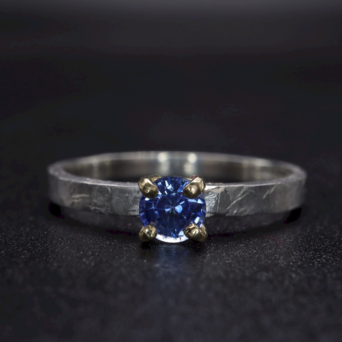 Sapphire solitaire gold ring, Windermere design