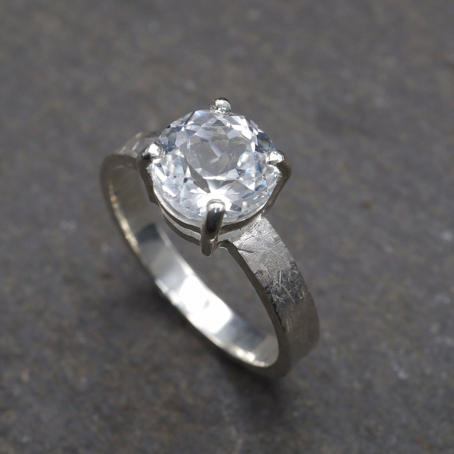 White Topaz large solitaire ring, Windermere design