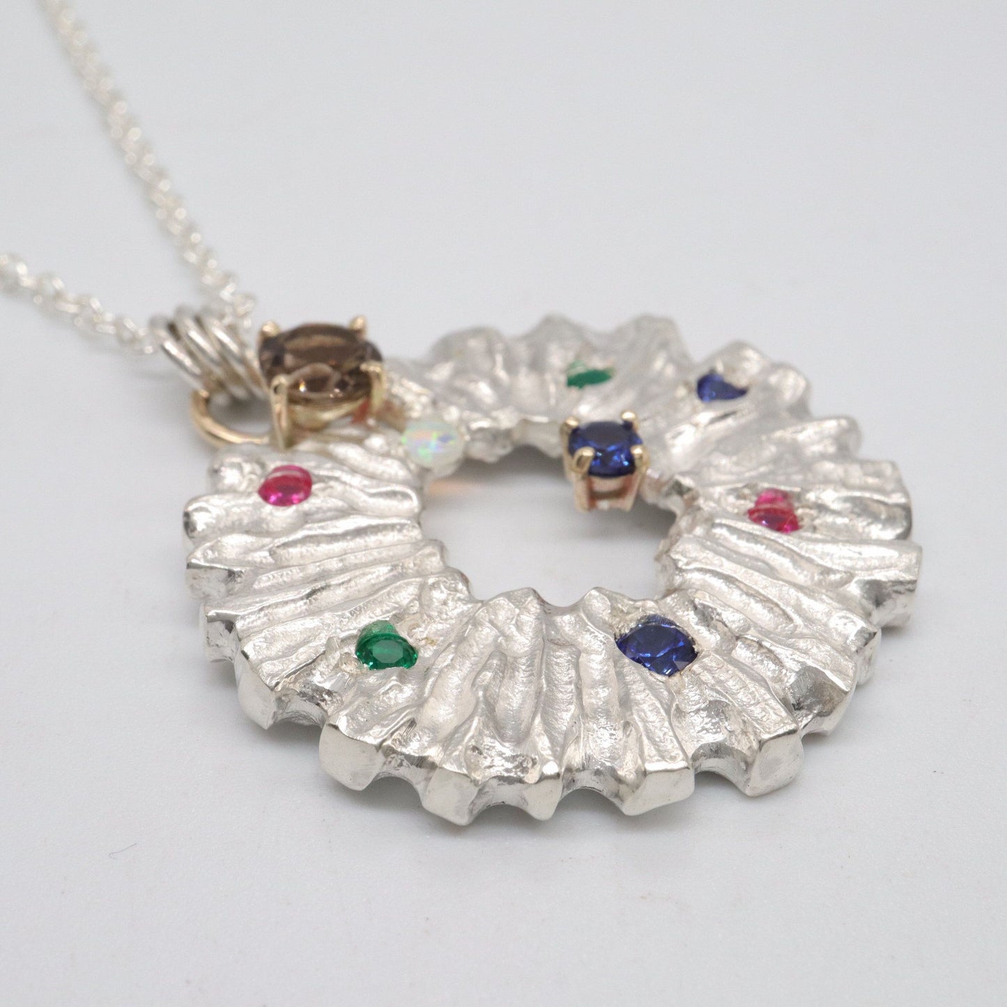 Lake Edge handmade sapphire, ruby, emerald, opal Pendant  - Fells and Lakes limited edition collection.