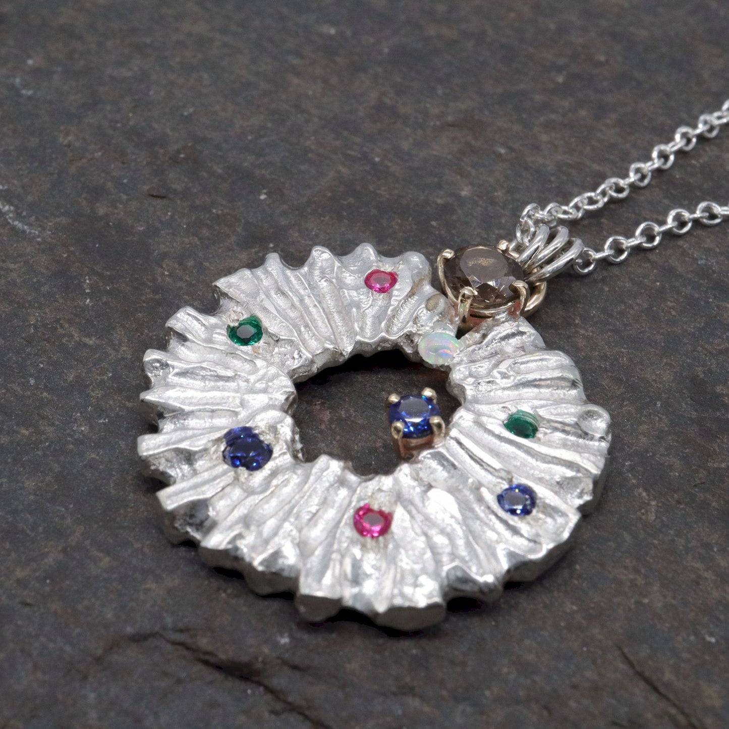 Lake Edge handmade sapphire, ruby, emerald, opal Pendant  - Fells and Lakes limited edition collection.