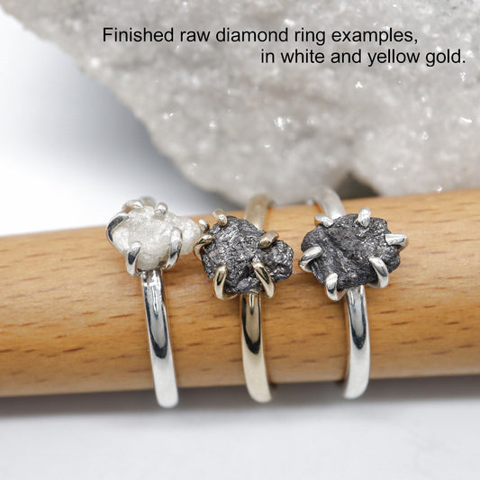 Uncut raw white diamond solitaire ring, 1.06ct. (JK15)