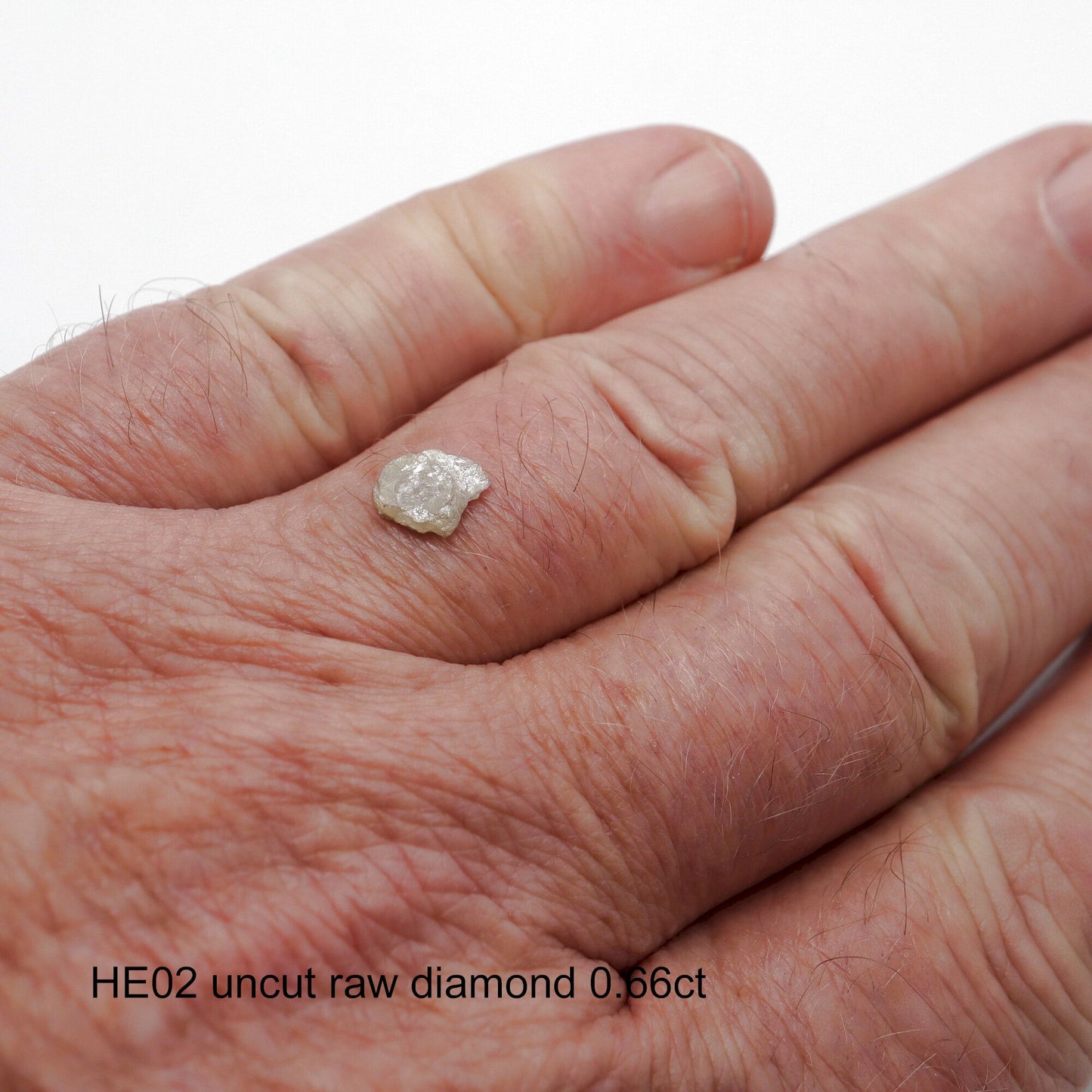 Uncut raw diamond solitaire ring, 0.66ct. (HE02)