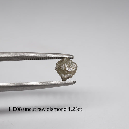 Uncut raw diamond solitaire ring, 1.23ct. (HE08)