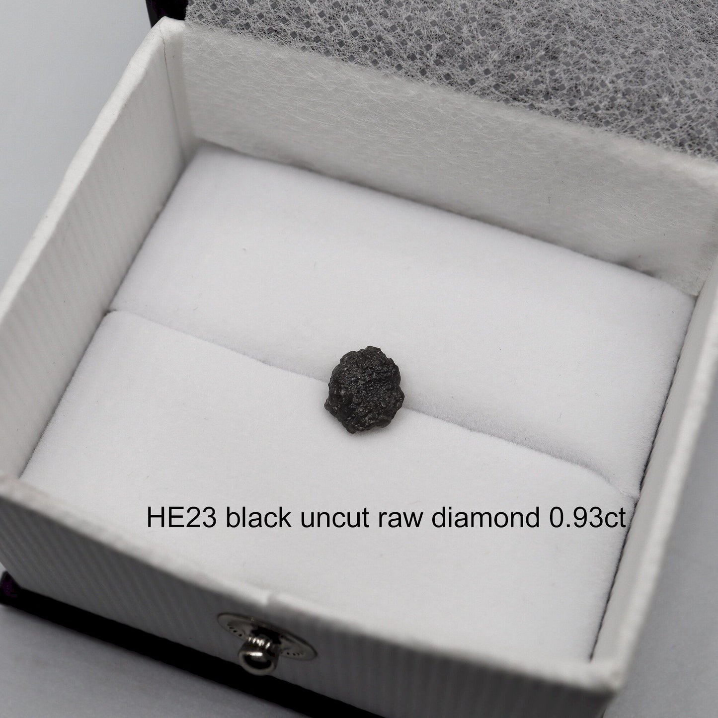 Uncut raw black diamond solitaire ring, 0.93ct. (HE23)