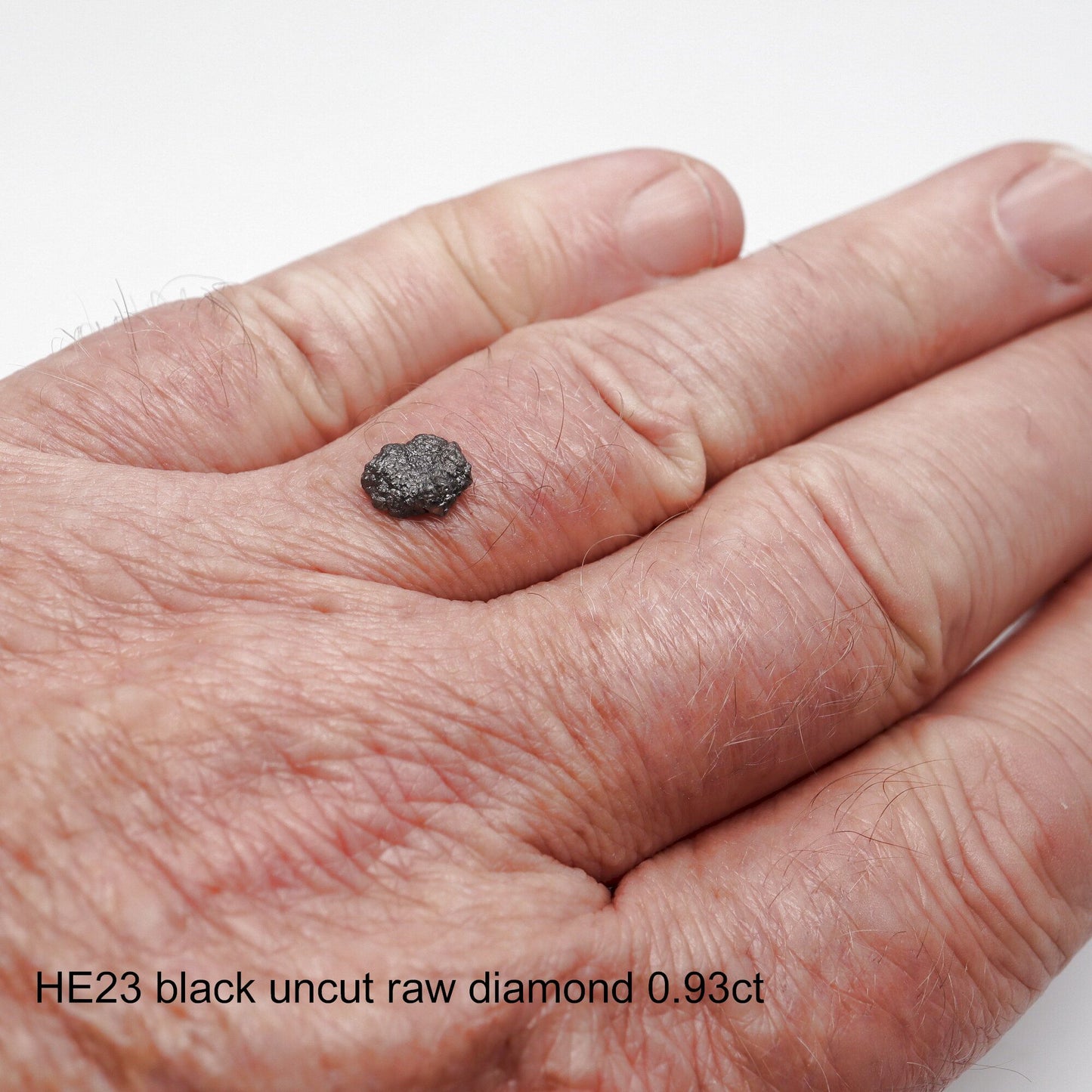 Uncut raw black diamond solitaire ring, 0.93ct. (HE23)