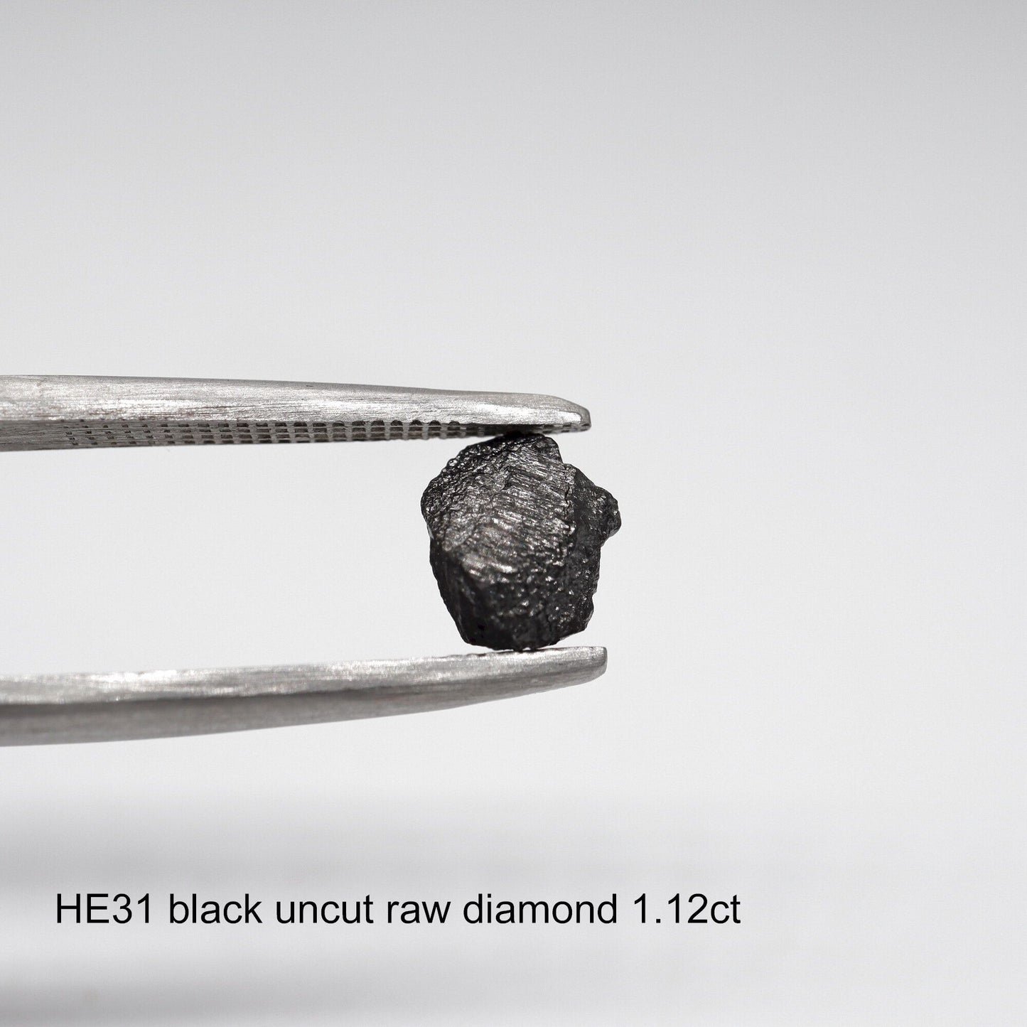 Uncut raw black diamond solitaire ring, 1.12ct. (HE31)