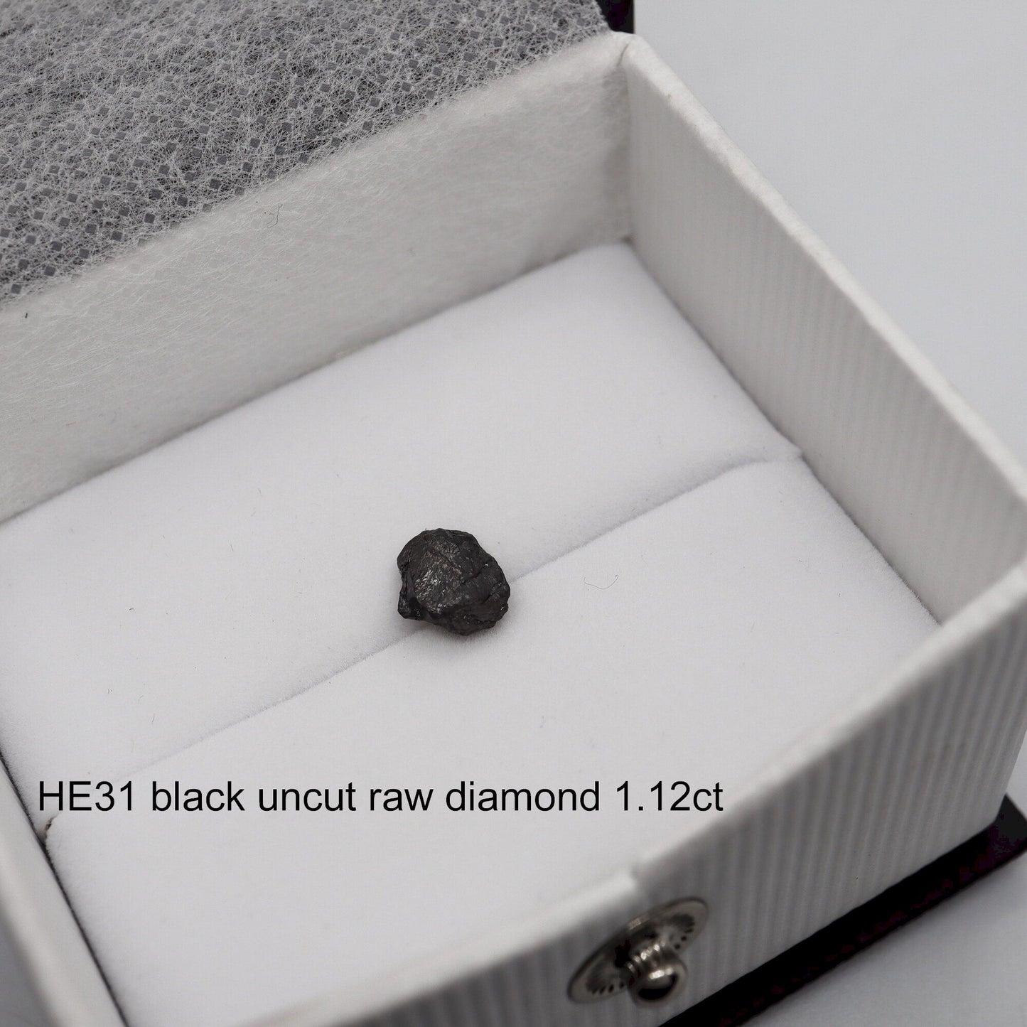 Uncut raw black diamond solitaire ring, 1.12ct. (HE31)