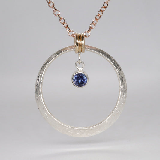 Sapphire circle handmade Pendant  - Fells and Lakes limited edition range