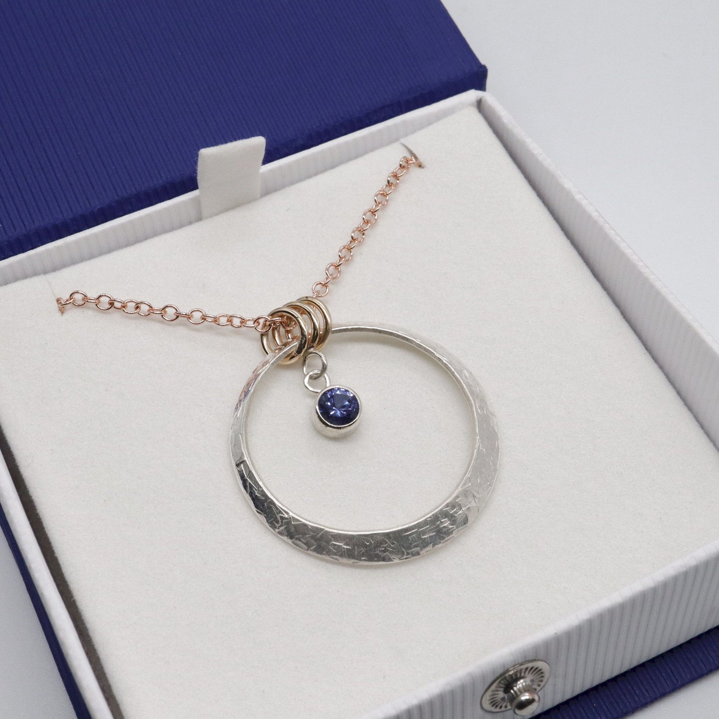 Sapphire circle handmade Pendant  - Fells and Lakes limited edition range