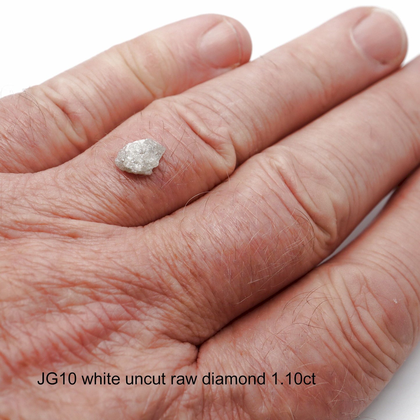 Uncut raw white diamond solitaire ring, 1.10ct. (JG10)