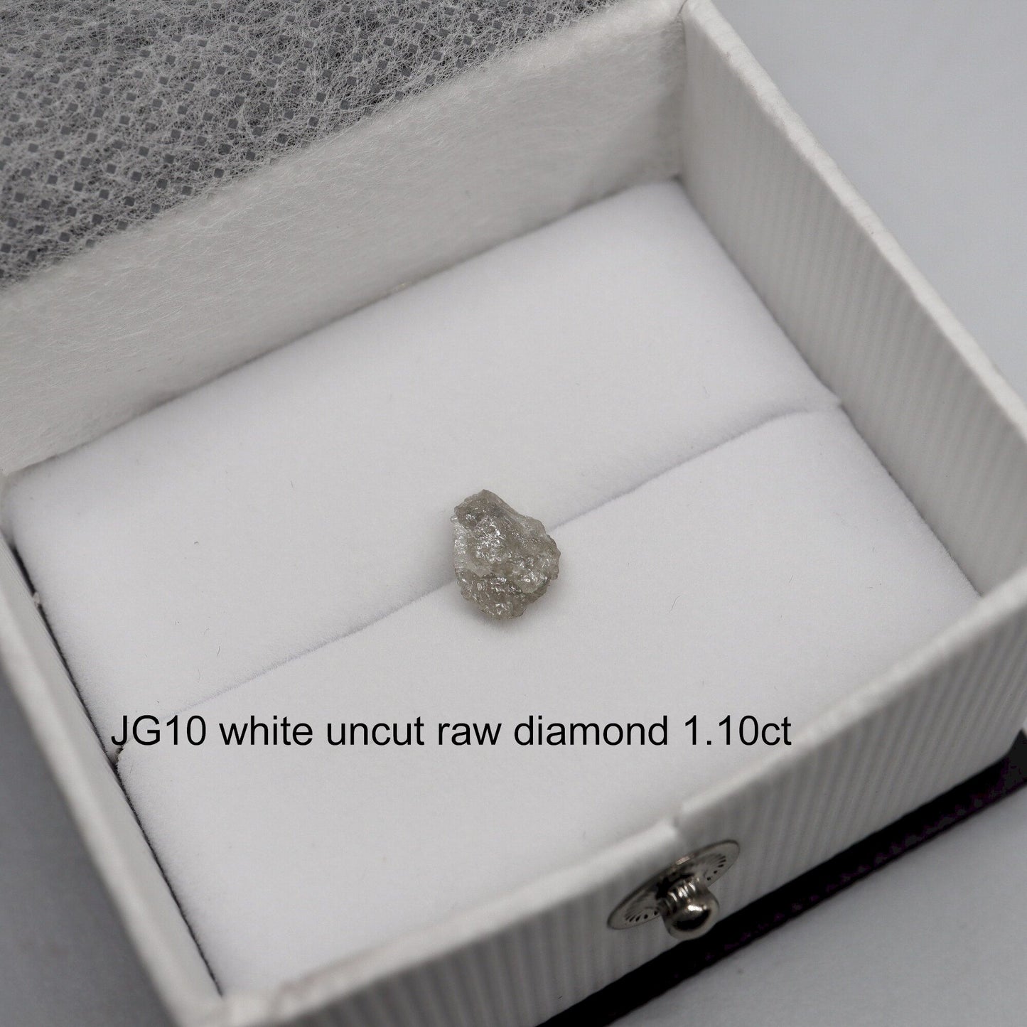 Uncut raw white diamond solitaire ring, 1.10ct. (JG10)