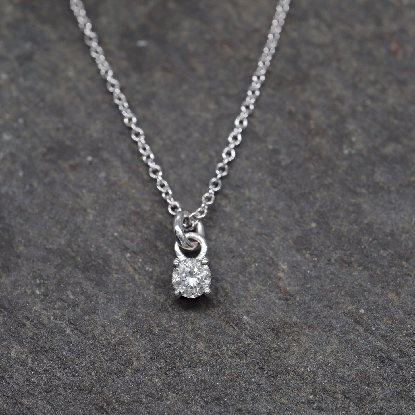 White gold Diamond pendant, classic claw set drop style